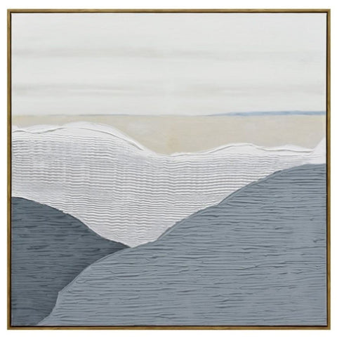 100X100cm Whispering Peaks of Tranquility Dark Wood Framed Hand Painted Canvas Wall Art V411-SOK-HMTWF-21450JD