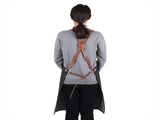 Denim Bib Apron Leather Strap Baker Bartender BBQ Chef Work Cook Uniform A V1294-YM0722-JY01877-02