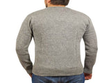 100% Shetland Ragg Wool V Neck Knit Jumper Pullover Mens Sweater Knitted - Grey - M V563-SW-VN-GRY21-M