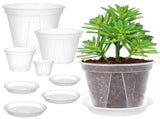 4Pcs Plastic Plant Pots with Drainage Holes Breathable Design for Indoor and Garden Use V1366-AZ2-W-18774