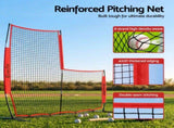 Everfit Baseball Pitching Net L Screen Softball Practice Portable Black SN-B-BS77-RD