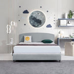 Linen Fabric King Bed Curved Headboard Bedhead - Stone Grey V63-839901