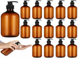 15PCS Amber Soap Dispenser, 16.9oz Empty Plastic Pump Bottles, Refillable Shampoo Dispenser, V1369-AZ3-W-08817
