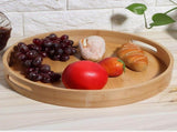 Round Bamboo Food Serving Tray Tea Cup Holder for Steak Bread Cake Pizza Tableware V1294-YM0901-3117200066911