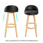 4X Wooden Bar Stool Dining Chair Leather LEILA 72cm BLACK V274-FT-WBSPVC-82BK4