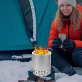 Portable Metal Tabletop Fire Pit with Ventilation Holes for Garden, Camping and Outdoor Warmth, V1189-LC-HW-00362