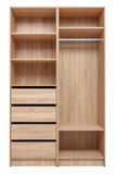 MALMO THREE SHELF/FOUR DRAWER WALK IN WARDROBE - FLUTED - NATURAL OAK V164-ECW4SFB