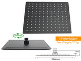 WELS Matt Black Square 10" Shower Head 3 Modes Handheld Gooseneck Arm Twin Taps Set V1233-A702BHS002M4CBKSS110BCPF0272BK