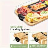 1pc Cheese Tray with Transparent Acrylic Lid - Portable Deli Platter for Camping, Parties, V1106-HECP-001