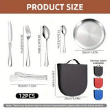 Silver Black Yellow stainless steel cutlery set, 12 piece cutlery, picnic cutlery set, camping V1347-122-YEL-20833