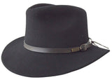 JACARU 1849 Australian 100% Wool Hat Fedora Trilby Crushable Travel - Black V563-JACARU-1849-BLK-S