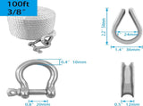Solid Braid Nylon Anchor Rope Line Boat with Stainless Steel Thimble & Shackle V1259-DP01-A-1291