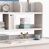 Ave Solid Wood Study Desk with Shelf and Drawers/Bookcase/Rubberwood/White V1057-DM6285-120CM