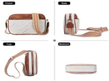 Cow White Brown Chic Quilted Crossbody Bag - Vintage PU Leather Shoulder Purse with Adjustable Strap V888-ELOSUNG33462