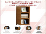 Bamboo Adjustable 3-Shelf Bookcase Display Storage Rack Stand for Living Room, Bedroom, Office or V63-838201