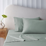 Accessorize 400TC Sage Bamboo Cotton Mega / Super Sheet Set 50cm Wall King V442-HIN-SHEETS-BAMBOOCOTTON50CM-SAGE-KI