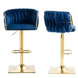 SERENIT Modern Velvet Breakfast Bar Stools Swivel Barstools Adjustable Counter Stools with Backrest V255-GP1782R-BLUE