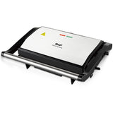 Versatile Electric Grill and Panini Press with Brushed Stainless Steel Lid, Double-Sided Non-Stick V1341-ZY-FQQ757ER-SILVER