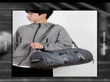 Grey Large Capacity Men's Travel Backpack with Shoe Compartment - Water-Resistant Coated Fabric V888-ELOSUNG18416