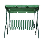 Gardeon Outdoor Swing Chair Garden Bench Furniture Canopy 3 Seater White Green GSC-BST-3S-GNWH