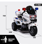 ROVO KIDS Electric Ride-On Motorcycle Children Police Patrol Bike Toy Trike V219-TOYROTRVPW1B