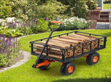 Dump Cart, Metal Garden Dump Cart with Easy to Assemble Frame, Dump Wagon with 2-in-1 Convertible V952-JSZXTC880LBSPVWN9V0