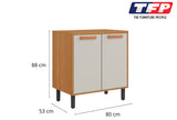 Base Kitchen Wooden Cabinet/Cupboard with 2 Doors in Cinnamon Finish - Napoles White Flat Pack DIY V1112-3600001955