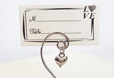 100 Bulk Buy Pack of Silver Wedding Kissing Bell Name Card Stand Holder with Heart in Ring V382-KISSINGBELLX100