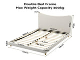 Artiss Double Bed Frame with Boucle Headboard, Beige, 300kg Capacity BFRAME-H-DORA-D-BG-ABC