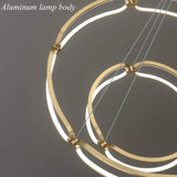 BAMDECOR A209 Colette Ceiling Chandelier Led Modern Circular Art Aluminum Light Fixture for Living V255-BAM-A209/2-GOLD