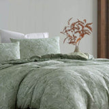 Ardor Avena Green Textured Floral Jacquard Quilt Cover Set King V442-INT-QUILTCS-AVENAJACQUARD-GREEN-KI