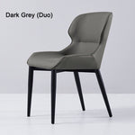 Dark Grey Italian Minimal List Dining Chairs PU Retro Chair Cafe Kitchen Modern Metal Legs x2 V255-I-DICHAIR-DR-GREY