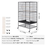 52 inch Standing Large Bird Cage, Carbon Steel Flight Bird Cage for Parakeets, Cockatiels, Parrots, V952-YTSNL312052IBWVKVV0