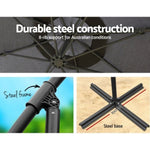 Instahut 3m Outdoor Umbrella w/Base Cantilever Beach Garden Patio Charcoal UMB-BAN-50-48-CO