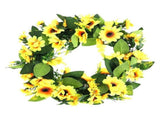 Spring Artificial Flower Wreath for Indoor Home Decor, Yellow Polyester, 1 Set, Seasonal Decorative V1370-AZ4-19910