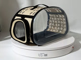 Beige Foldable Breathable Pet Carrier with Panoramic Window & Strap - EVA & Lychee Leather Crossbody V888-ELOSUNG45416