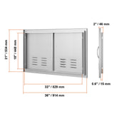 BBQ Access Door, 914x534 mm Double Outdoor Kitchen Door, Stainless Steel Flush Mount Door, Wall V952-SMMBSCJMYS36I3IIAV0