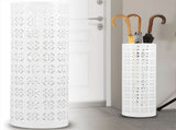 Metal Umbrella Stand, Circular Freestanding Entryway White V1370-AZ4-11682