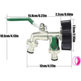 Double Outlet Water Faucet, Heavy Duty Leak-Proof 2 Way Hose Splitter for Gardening, for Flowers V1192-AZ-W-22178