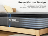 Double Mattress 30CM Thick Medium Firm Pocket Springs Euro Top Memory Foam in Grey V178-59317