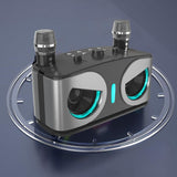 Wireless Bluetooth Karaoke Speaker with 2 Microphone Home KTV Set Grey V1263-JX-6966-1