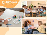 4 Sets Jewelry Dish Making Kit, DIY Jewelry Tray Kit, Paintable Plaster Dish Set with Acrylic Paints V1192-AZ-W-18365