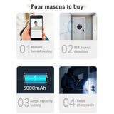 WiFi Video Doorbell for Apartment Peephole Camera 4.3-inch Color Display Screen Smart TY APP 1080P V1294-YM0901-HS7013