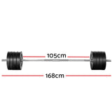 Everfit 88kg Barbell Set Weight Plates Bar Lifting Bench 168cm FIT-K-BB-SET-80KG