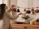 Cozy Christmas Fabric Garland, Christmas Decor, Winter Cedar Red Green Checkered Rustic, Wreath V1369-AZ3-W-14995