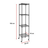 Modular Wire Storage 35x35cm Steel Shelving Black With Wheels For Garage Warehouse Or Kitchen V63-841501