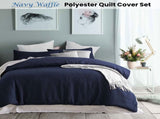 Accessorize Navy Waffle Polyester Quilt Cover Set Single V442-HIN-QUILTCS-POLYWAFFLE-NAVY-SB