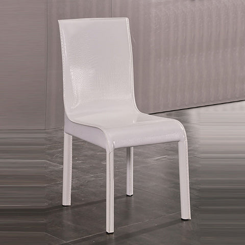 2x Steel Frame White Leatherette Medium High Backrest Dining Chairs with Wooden legs V43-DC-ESPR-WH