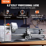 VEVOR Metal Lathe Machine, 210 mm x 736 mm, Precision Benchtop Power Metal Lathe, 0-2500 RPM V952-TSJSCCWSDJ210EZH9V3