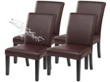 Waterproof PU Leather Dining Chair Covers Set of 4, Stretch Oilproof Chair Slipcovers Removable V1192-AZ-W-6530